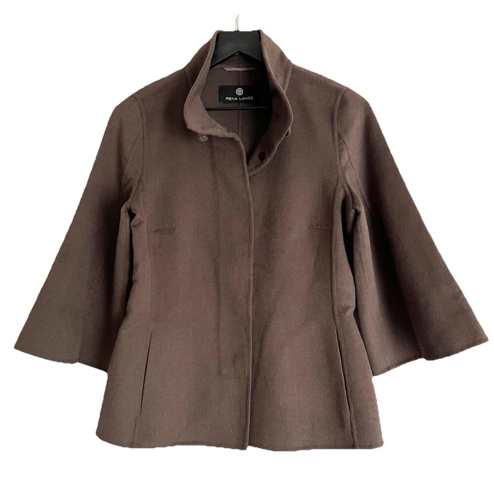 Rena Lange Angora Wool Cashgora Cape Jacket Size 6 Brown